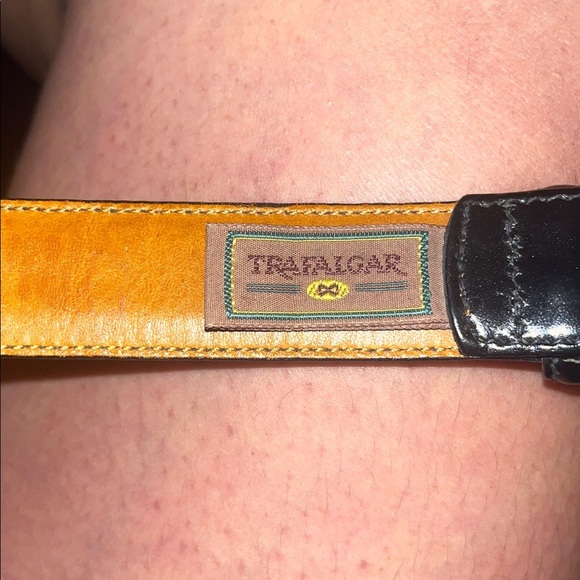 TRAFALGAR Mens 36 Cortina LEATHER BELT - Black - Made In USA Gold Tone Buckle main image 10